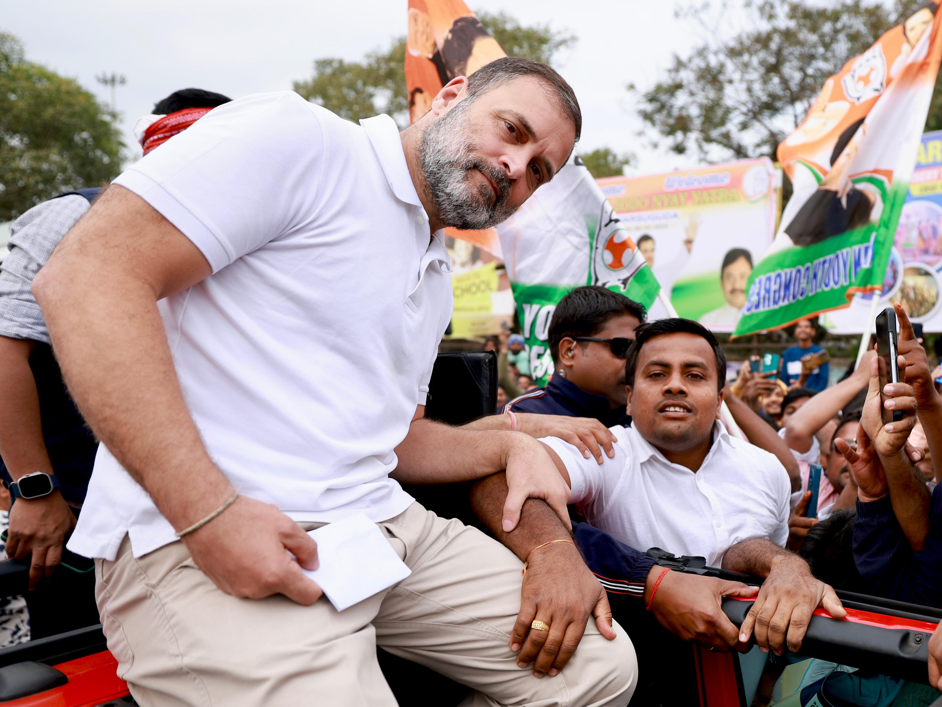Rahul Gandhi With A Supporter In Bharat Jodo Nyay Yatra