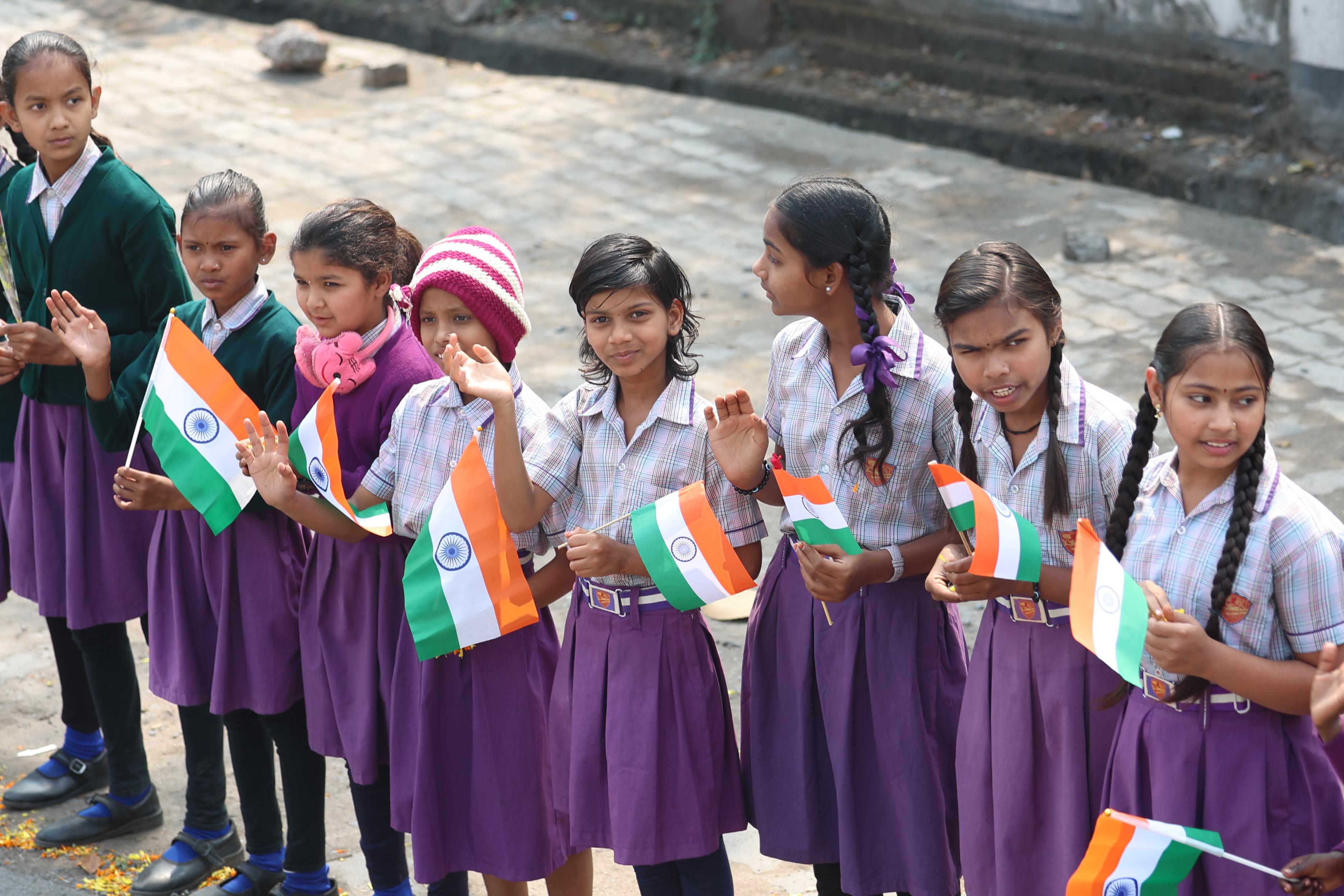 School Children In Bharat Jodo Nyay Yatra