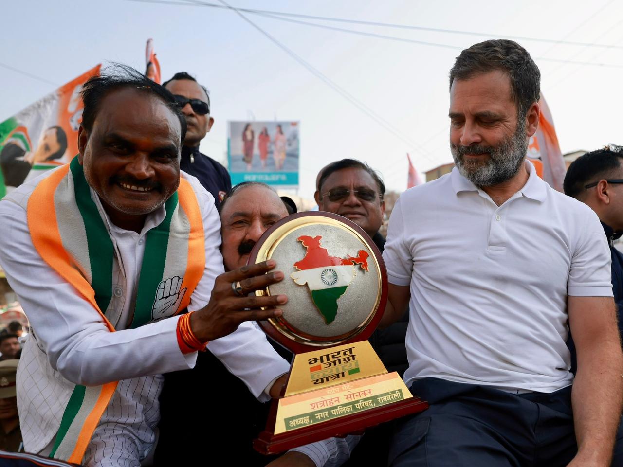 Local Leader With Rahul Gandhi In Bharat Jodo Yatra